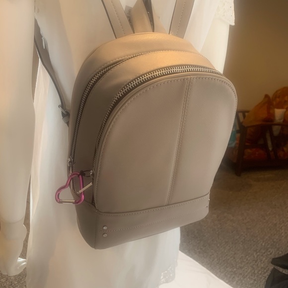 Zara Handbags - LIGHT GREY FAUX LEATHER BACK PACK